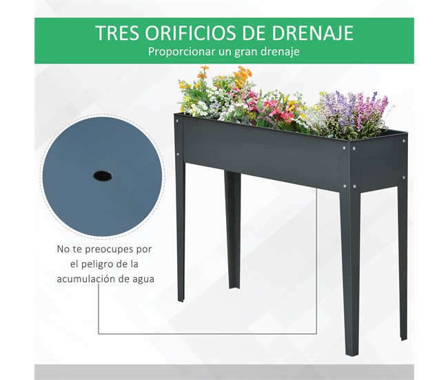 Floreira Metal Outsunny, varanda e jardim - jardinagem Cinza