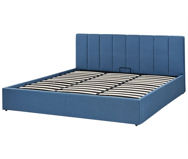 Beliani Cama com estrado Poliéster DREUX 191x214 Azul