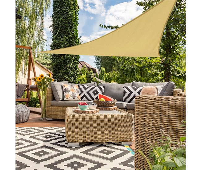 Toldo de sombra triangular Aktive Garden uv50 cor creme Creme