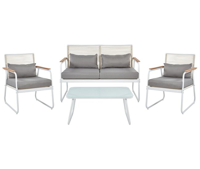 Beliani Conjunto lounge Aço POMONTE Branco