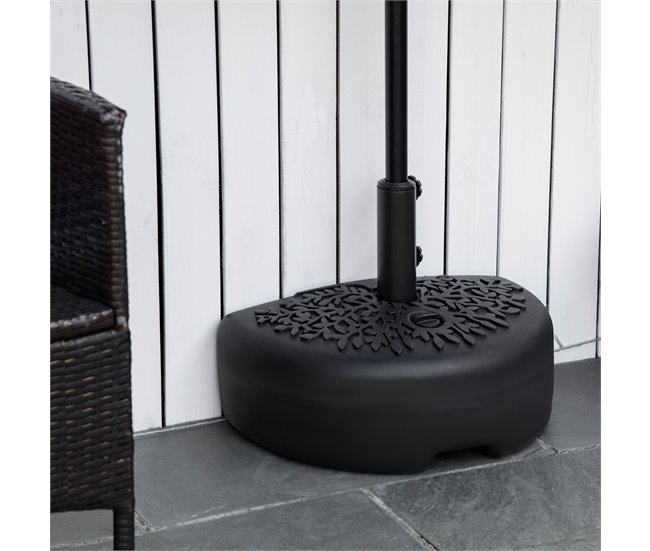 Base de Parede para Chapéu de Sol HDPE, Metal Outsunny 50x31 Preto