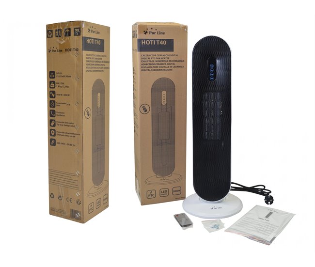 Aquecedor digital em torre de cerâmica 2000W Preto