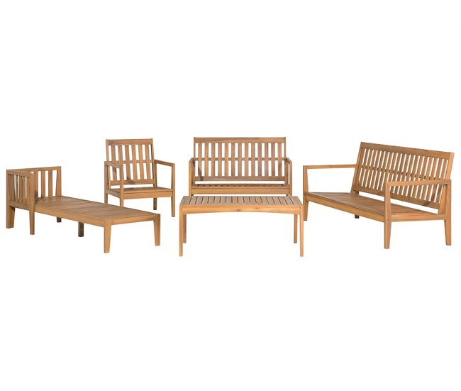 Beliani Conjunto de jardín Madera de acacia con certificado FSC® PATAJA Cinza Escuro