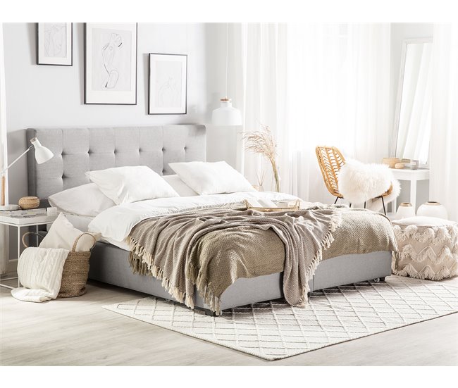 Beliani Cama con cajones Poliéster LA ROCHELLE 193x213 Castanho