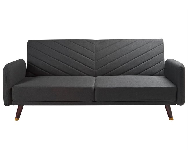 Beliani Sofá de 3 lugares Linho sintético SENJA Preto