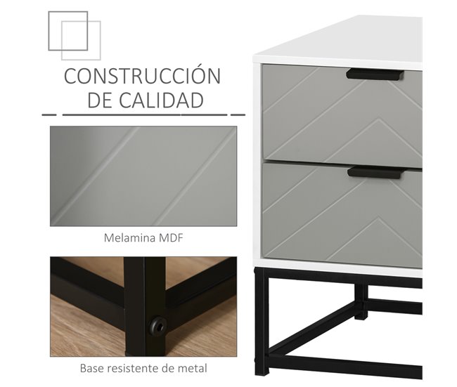 Armário de cabeceira Placa de partícula, Placa de MDF, Aço HOMCOM 39 Multicor