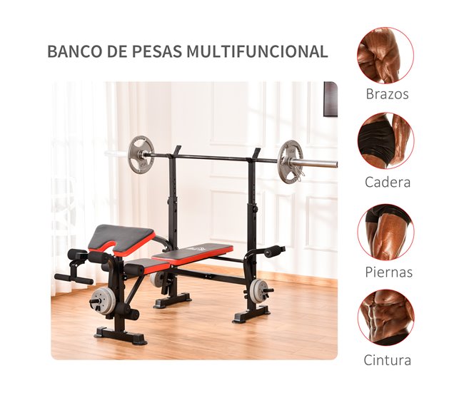 Banco de Musculação HOMCOM A91-054 Laranja