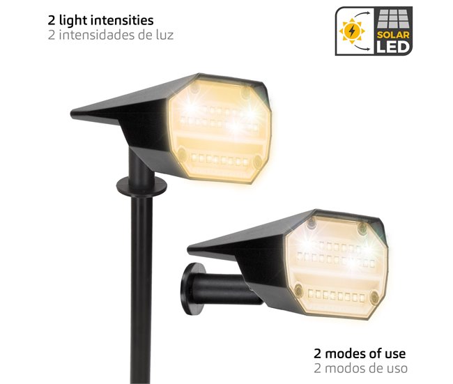 Aktive Conjunto de 6 balizas solares LED, luz quente 5-10 lúmens Preto