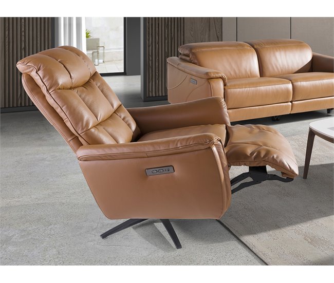 ANGEL CERDA Poltrona giratório em pele castanha Castanho