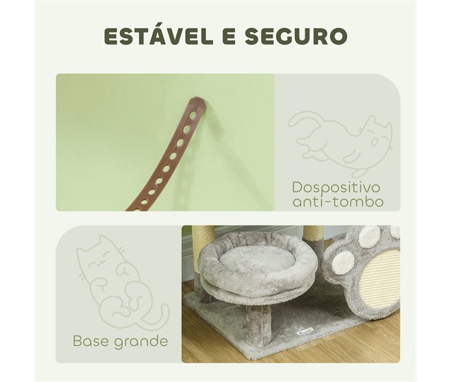 Arranhador para Gatos Melamina de Madeira e Sisal PawHut Cinza