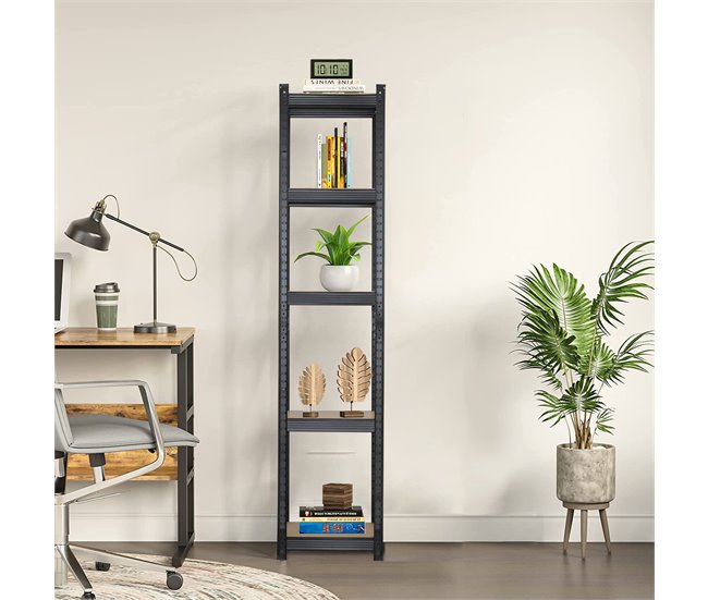 Pack 2 Prateleiras Modulares com 5 Prateleiras Ajustáveis ​​O91 Preto