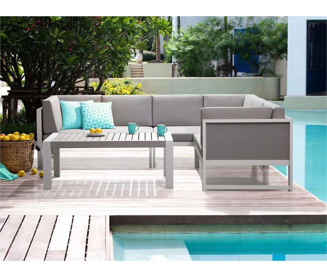 Beliani Conjunto lounge CASTELLA Cinza