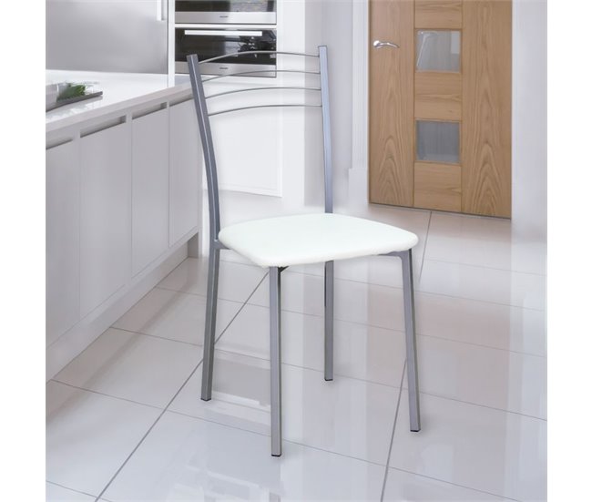 Conjunto de 4 cadeiras de cozinha Chef Branco/cinza