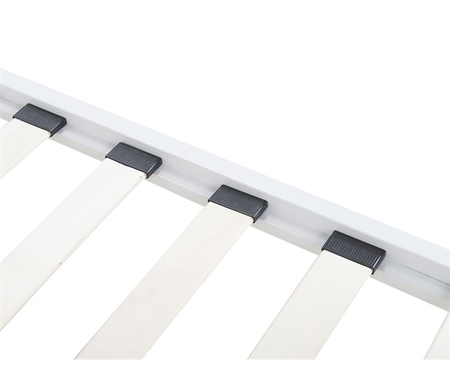 Beliani Cama com estrado Metal RODEZ 146x208 Branco