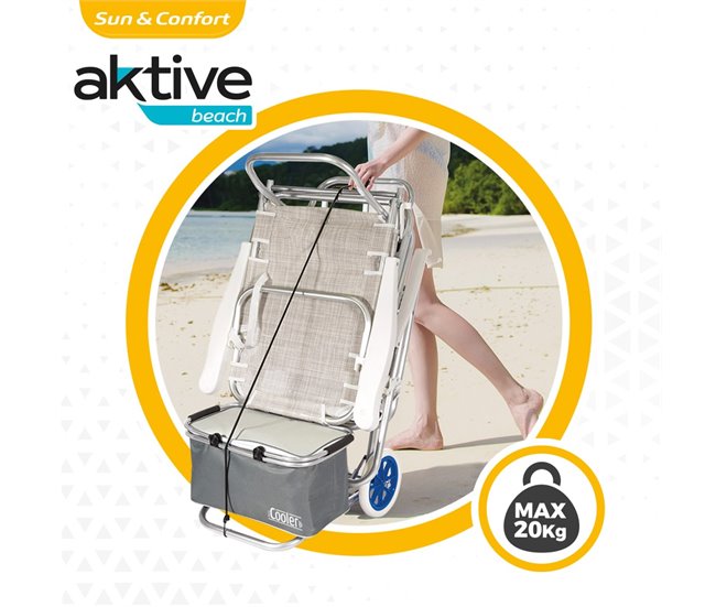 Carrinho de praia multifuncional de alumínio Aktive Azul