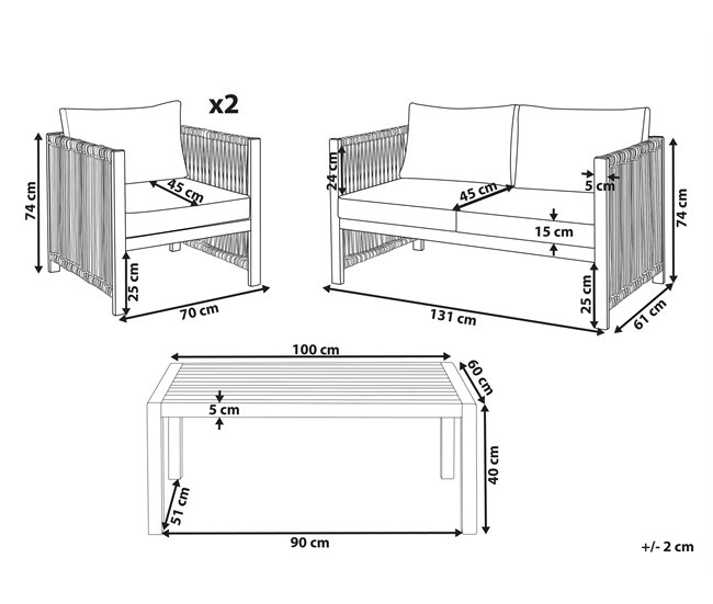 Beliani Conjunto lounge ANTRIA Bege