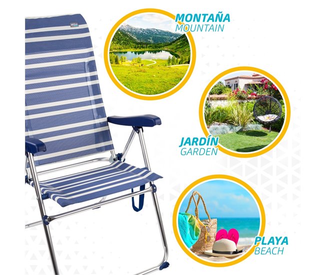 Cadeira de praia alta dobrável 5 posições Aktive Azul