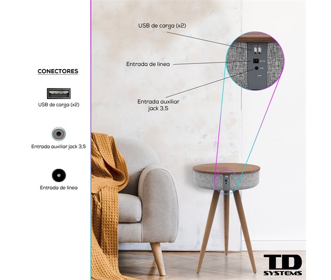 Altifalante Mesa Bluetooth 30W com bateria de 2200mAh - TD Systems SM30B11WB Branco Brillo