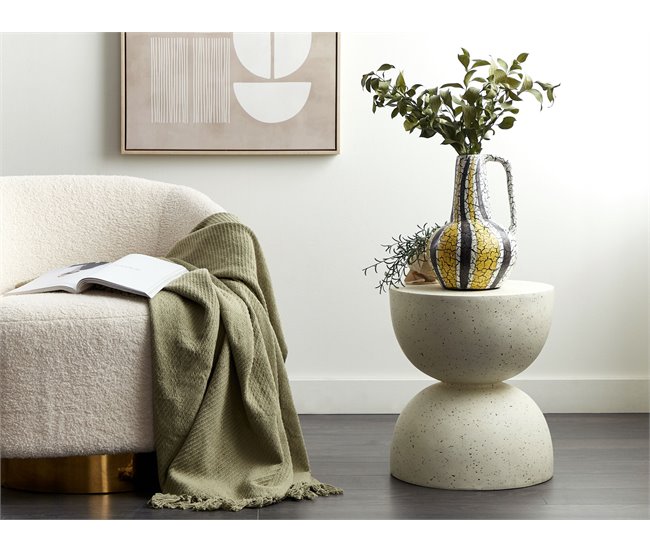 Beliani Jarrón decorativo MALAKKA Branco/ Bege