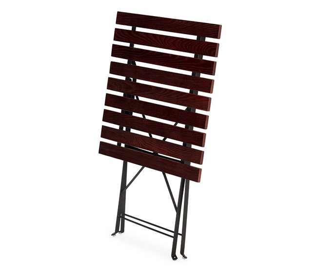 Mesa dobrável para jardim Agata em madeira e metal Preto/ Madeira