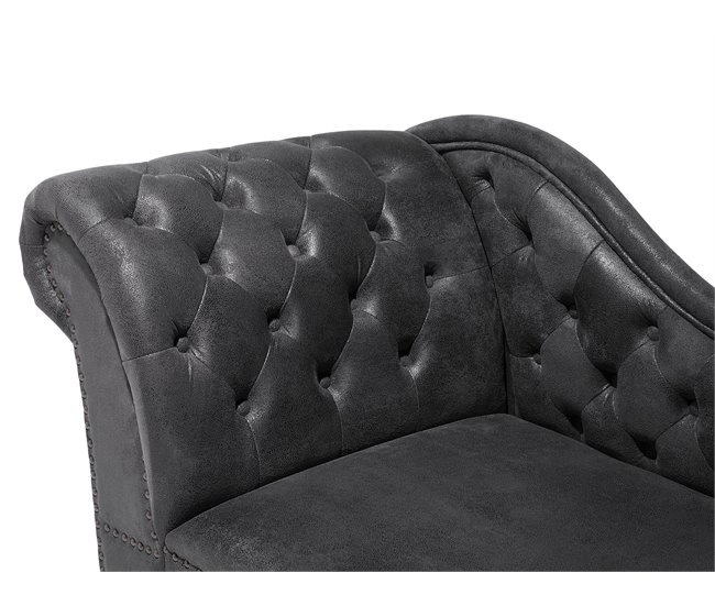 Beliani Chaise longue versão à esquerda Camurça sintética NIMES Cinza Escuro