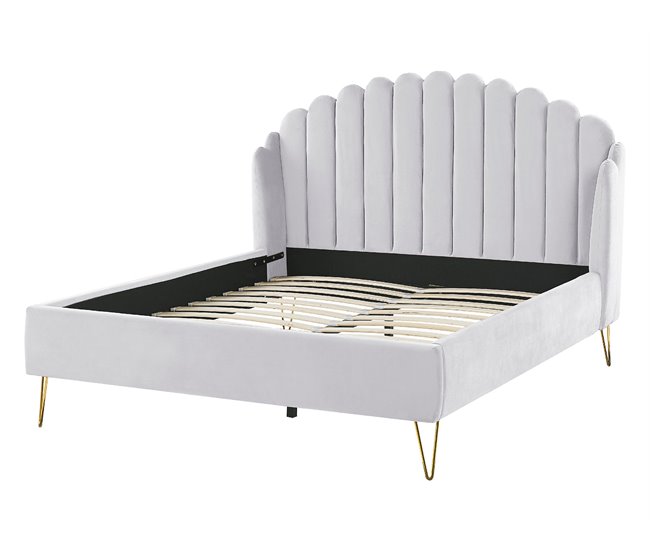 Beliani Cama Terciopelo AMBILLOU 157x214 Bege