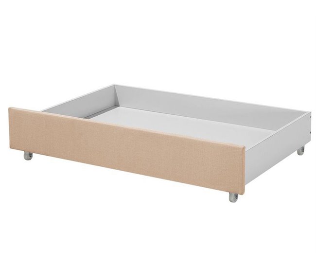 Beliani Cama com armazenamento Poliéster MONTPELLIER 187x213 Bege