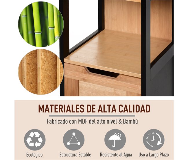 Armário auxiliar MDF, Bamboo kleankin, casa - casa de banho Multicor