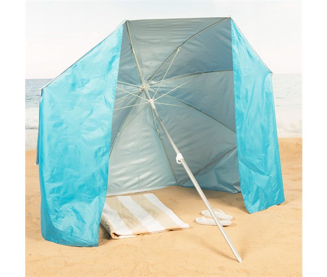 Aktive Guarda-sol de praia corta-vento de 8 nervuras Azul