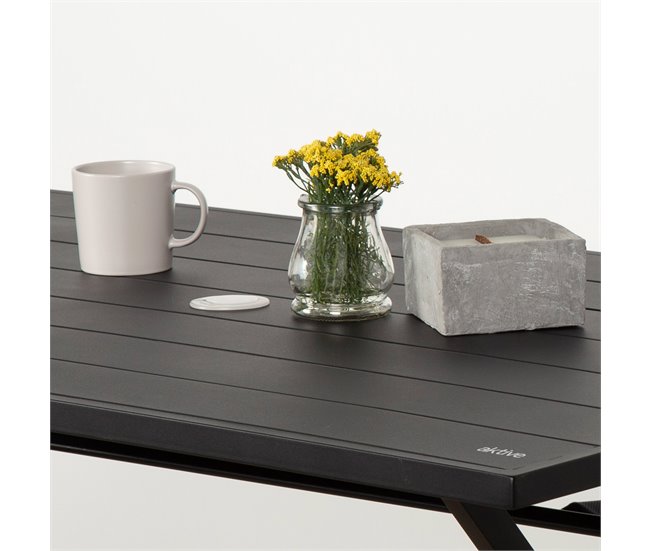 Aktive Mesa de jardim dobrável em aço para 4 pessoas Preto
