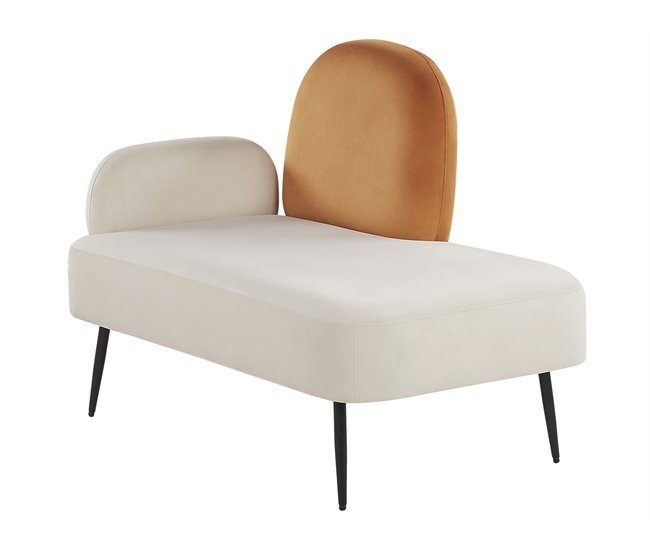 Beliani Chaise longue versão à esquerda Veludo ARCEY Branco