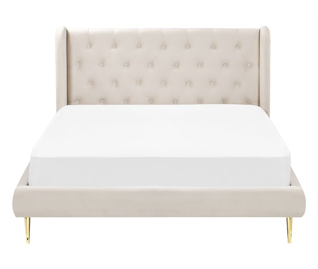 Beliani Cama Terciopelo FORBACH Bege