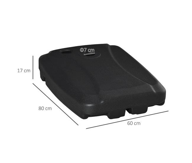 Base de Chapéu de Sol HDPE Outsunny 80x60 Preto