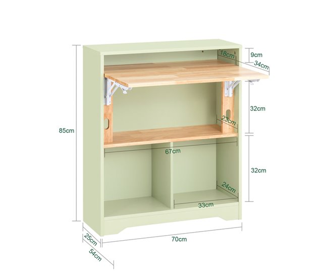 Mesa dobrável para computador com 3 prateleiras FWT104-GR SoBuy PT Verde