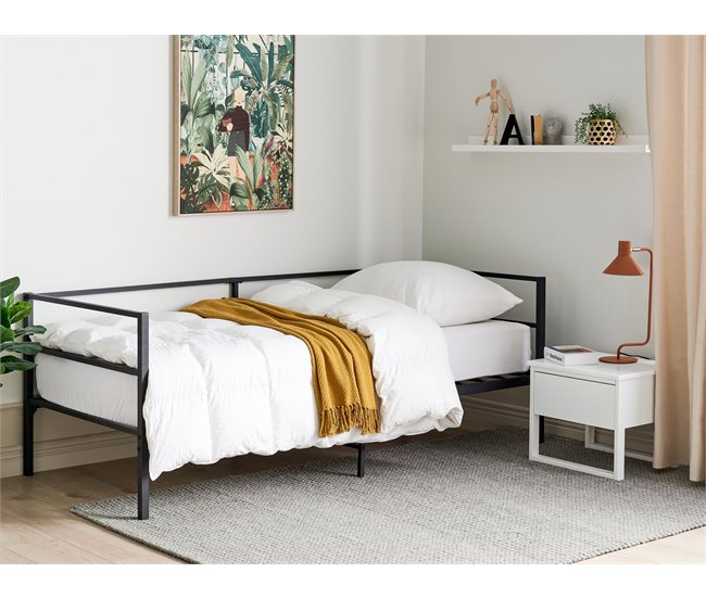 Beliani Cama com estrado Ferro BATTUT Preto