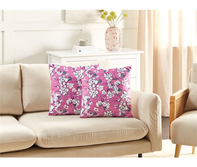 Beliani Almofada decorativa KOELERIA FÚcsia