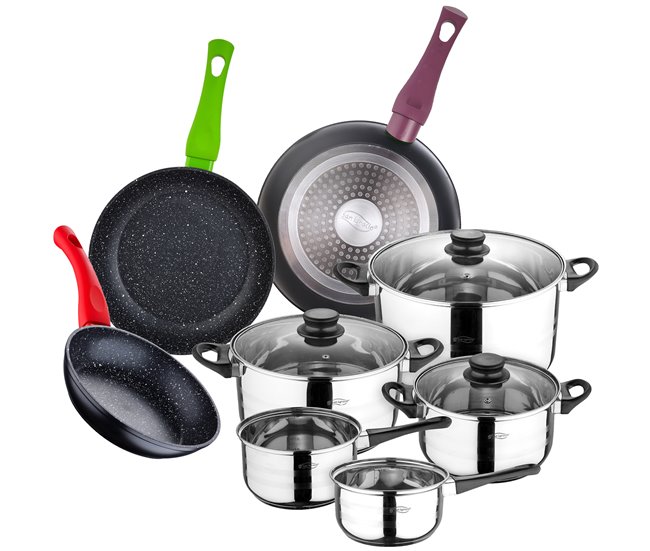 Bateria de cozinha de 8 peças Multicor