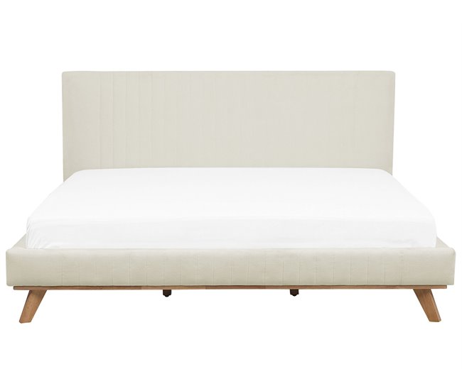 Beliani Cama com estrado Chenille TALENCE 198x218 Bege