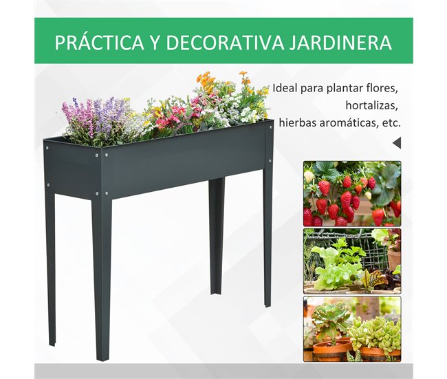 Floreira Metal Outsunny, varanda e jardim - jardinagem Cinza