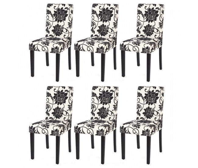 Conjunto de 6 cadeiras de sala de jantar em tecido estampado