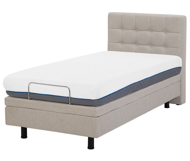 Beliani Cama com estrado Poliéster DUKE 92x216 Bege