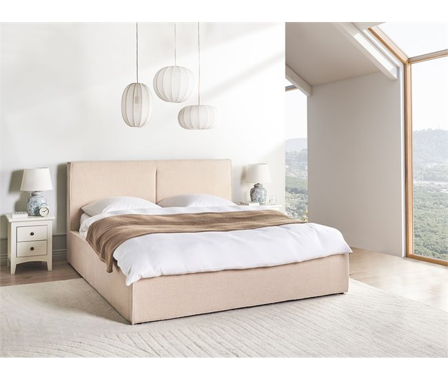 Beliani Cama baú Bouclé MOISSAC 197x224 Bege