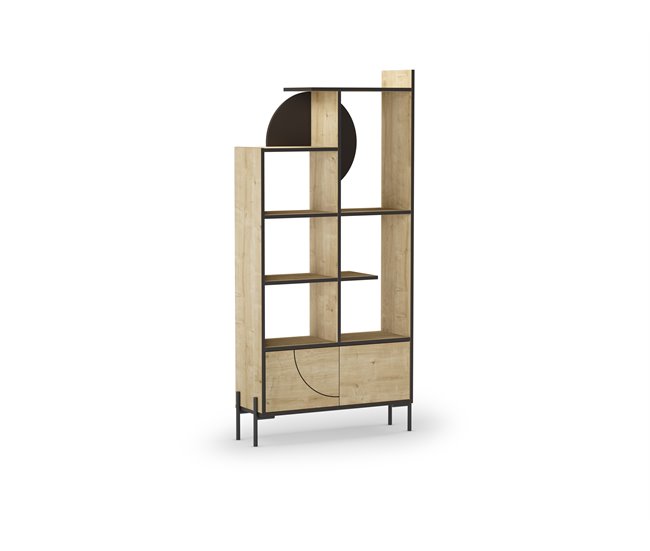 Estante com 2 portas em carvalho DUBAI Preto/ Madeira
