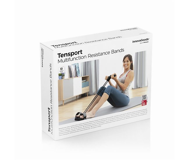 Elásticos de Resistência Multifunções com Guia de Exercícios Preto