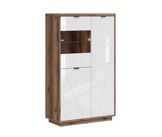 Vitrina de 3 portas Sven 43 Natural/ Branco