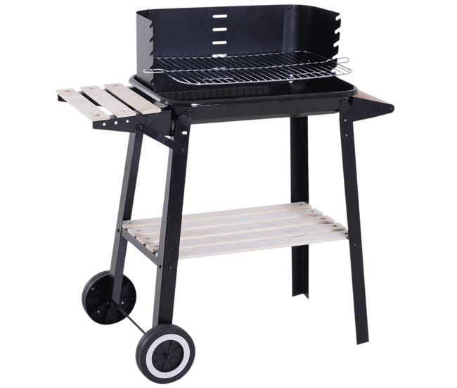 Barbecue a Carvão Metal e Porcelana Outsunny Preto