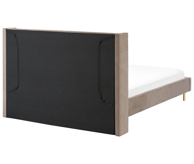 Beliani Cama com estrado Veludo VILLETTE 165x222 Azul Marino