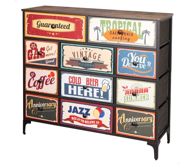 Max Home Vintage Cómoda de 11 gavetas em tecido Multicor