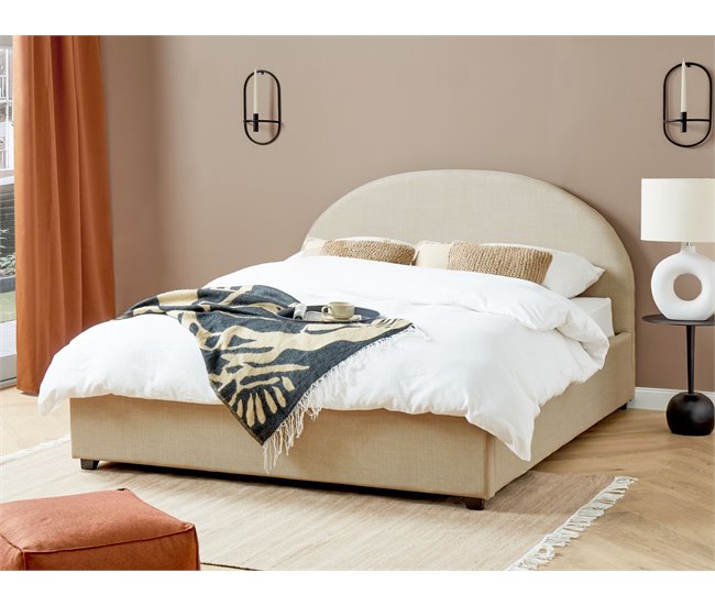 Beliani Cama baú Poliéster VAUCLUSE 174x214 Azul Claro