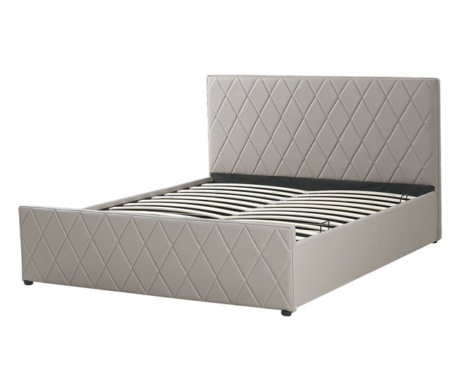 Beliani Cama com estrado Pele sintética ROCHEFORT 150x214 Cinza Escuro